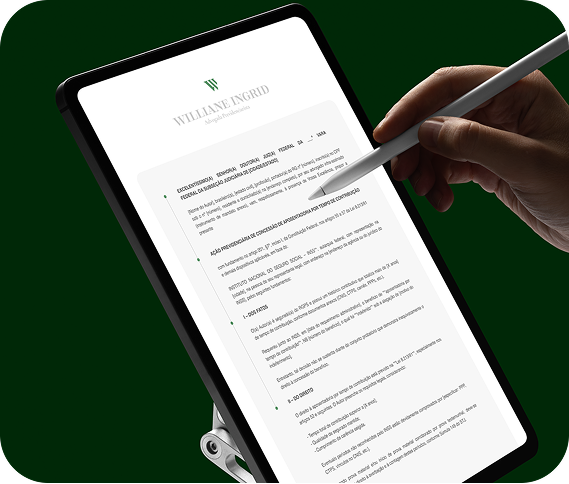 iPad Pro com materiais jurídicos